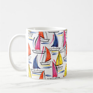Kleurig zeilboot op de zolder Nautical Pattern Koffiemok