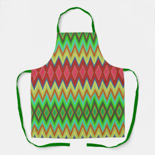 Kleurig zigzag schort met diamantvormen