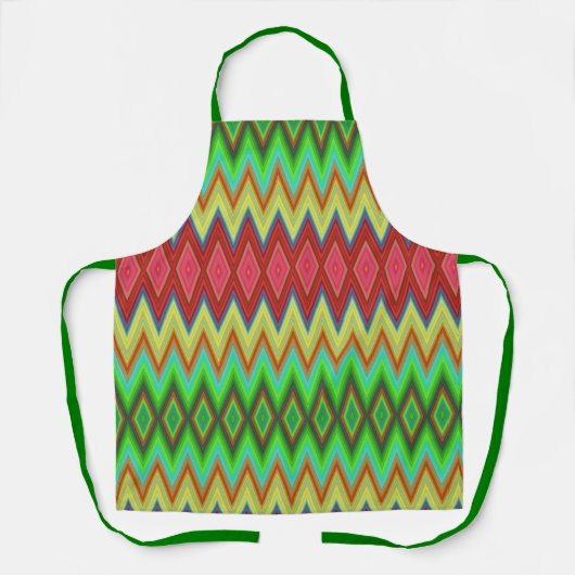 Kleurig zigzag schort met diamantvormen (Voorkant)