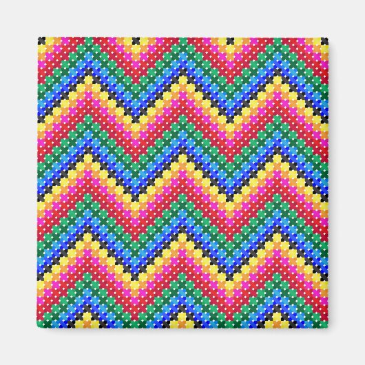 Kleurig zigzagpatroon magneet (Voorkant)