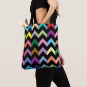 Kleurig zigzagpatroon tote bag (Dichtbij)