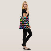 Kleurig zigzagpatroon tote bag (Op model)