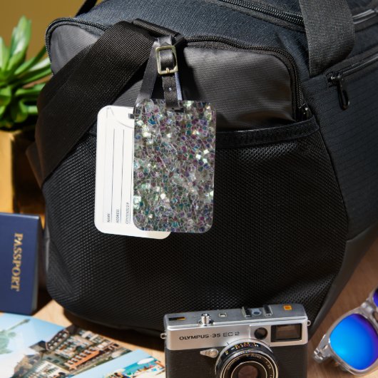 Kleurig zilvermozaïek bagagelabel (Voorkant & Achterkant)