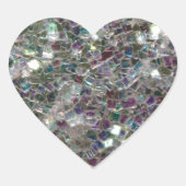 Kleurig zilvermozaïek hart sticker (Voorkant)