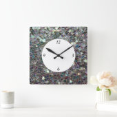 Kleurig zilvermozaïek met cijfers vierkante klok (Huis)