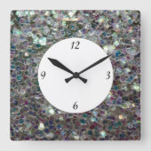 Kleurig zilvermozaïek met cijfers vierkante klok (Voorkant)