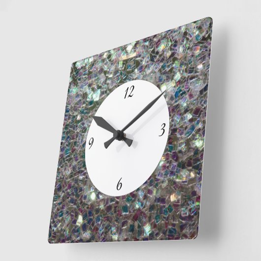 Kleurig zilvermozaïek met cijfers vierkante klok (Hoek)