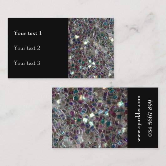 Kleurig zilvermozaïek met zwarte kleur visitekaartje (Voorkant / Achterkant)