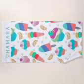 Kleurig zomervoedsel naadloos patroon strandlaken (Voorkant)