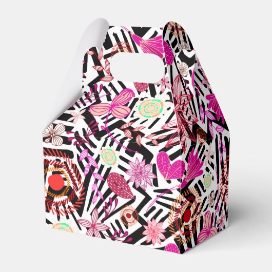 Kleurig zwart-wit bloemen patroon voor bo bedankdoosjes (Achterkant)