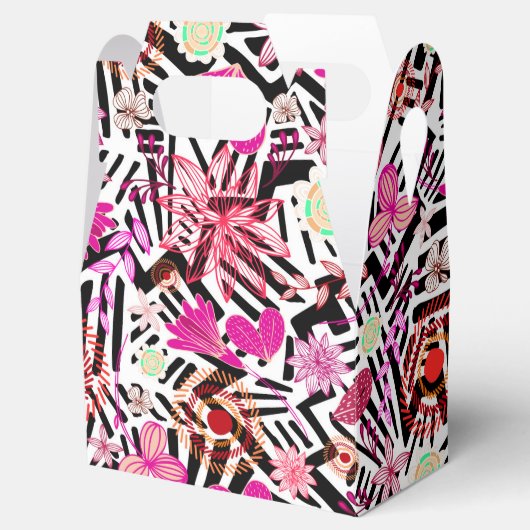 Kleurig zwart-wit bloemen patroon voor bo bedankdoosjes (Geopend)