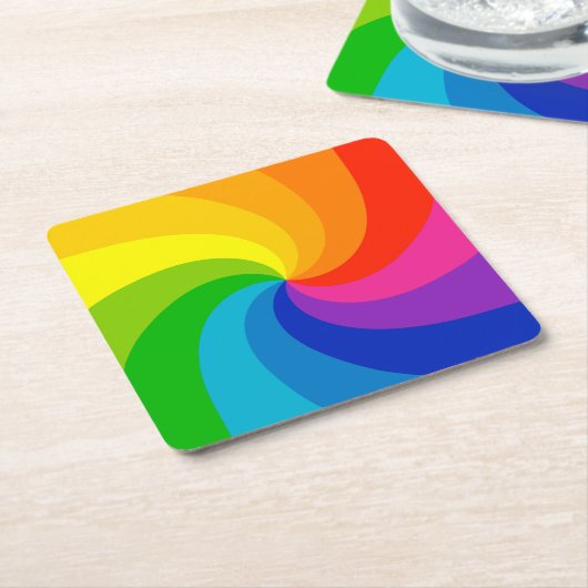 Kleurig zwenkkleurenwiel kartonnen onderzetters (Schuin)