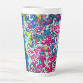 kleurige abstracte florale oplossing latte mok (Voorkant)