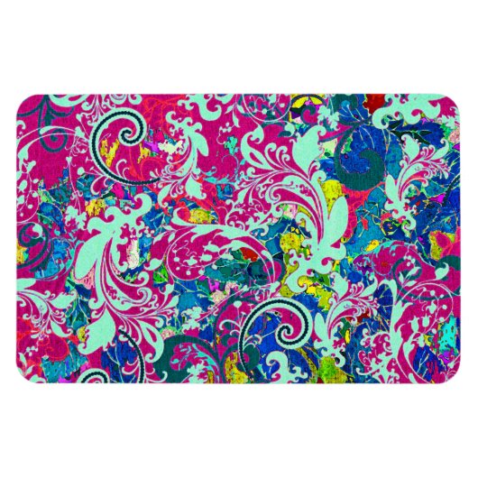  kleurige abstracte florale oplossing magneet (Horizontaal)