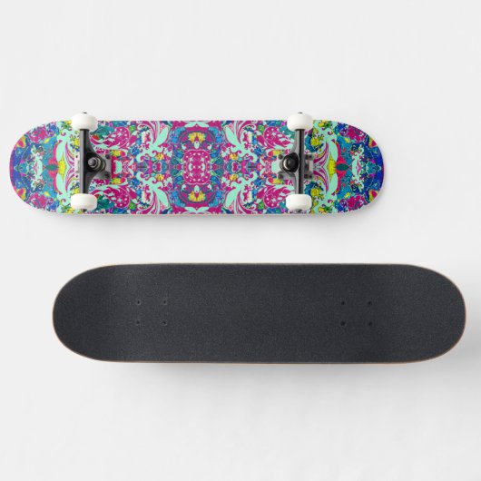 kleurige abstracte florale oplossing persoonlijk skateboard (Horizontaal)