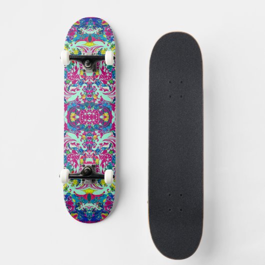kleurige abstracte florale oplossing persoonlijk skateboard (Voorkant)