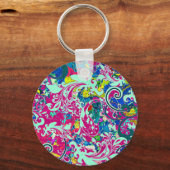 kleurige abstracte florale oplossing sleutelhanger (Voorkant)