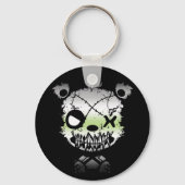 Kleurige Beer met Goth Agender Pride Vlag Sleutelhanger (Voorkant)