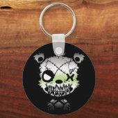 Kleurige Beer met Goth Agender Pride Vlag Sleutelhanger (Voorkant)