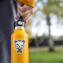 Kleurige Beer met Goth Agender Pride Vlag Sticker