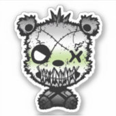 Kleurige Beer met Goth Agender Pride Vlag Sticker (Voorkant)