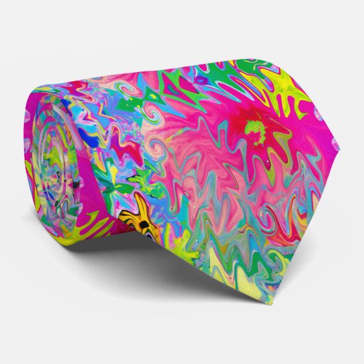 Kleurige bloementuin Abstracte Collage Stropdas (Opgerold)