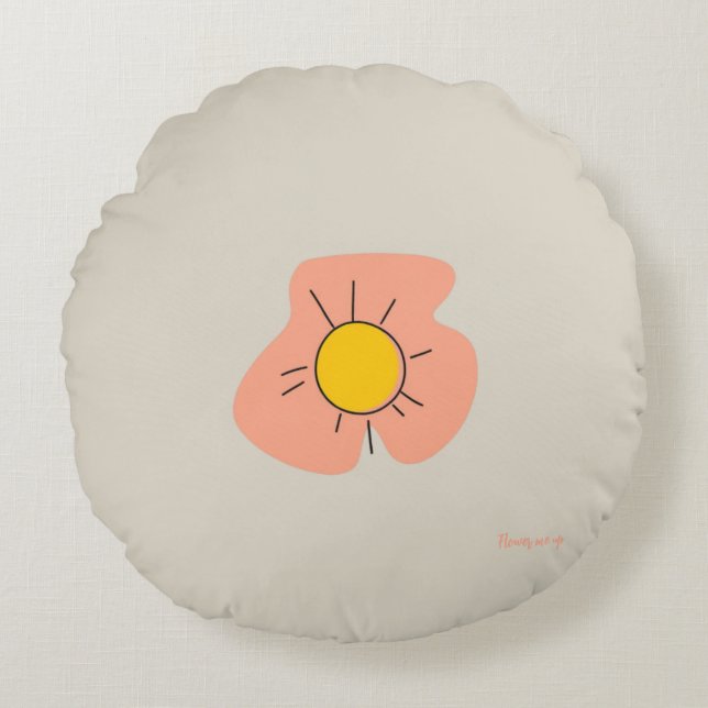 Kleurige bloemvormige kussensloop rond kussen (Voorkant)