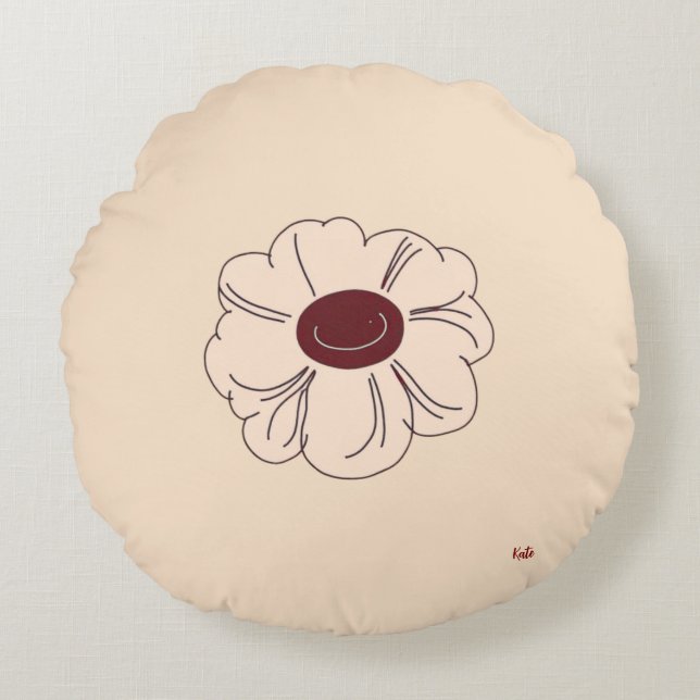 Kleurige bloemvormige kussensloop rond kussen (Voorkant)