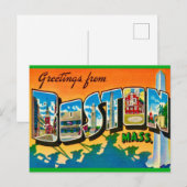 Kleurige Boston Begroetingsansichtkaart Briefkaart (Voorkant / Achterkant)