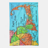 Kleurige Cape Cod kaart keukenhanddoek (Verticaal)