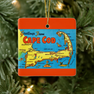 Kleurige Cape Cod kaart ornament