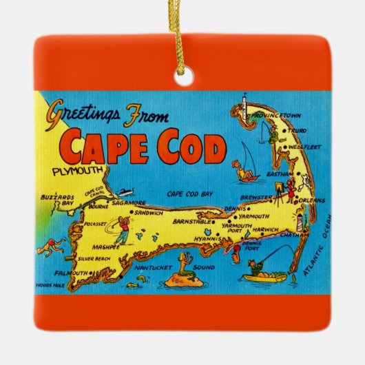 Kleurige Cape Cod kaart ornament (Voorkant)