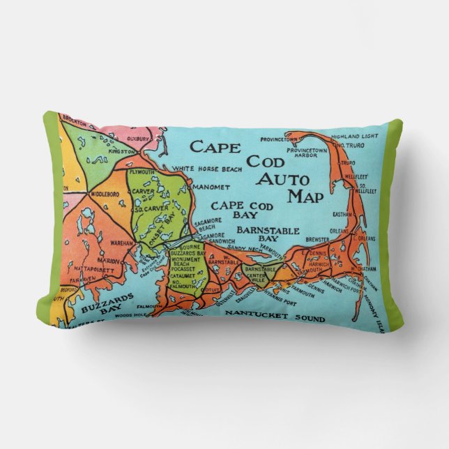 Kleurige Cape Cod Lenden Kussen (Voorkant)