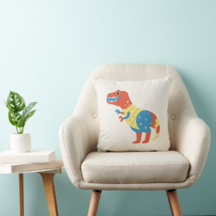 Kleurige dinosaurus kussenhoes voor kinderen Leu Kussen