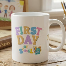 Kleurige eerste schooldag gepersonaliseerde mok