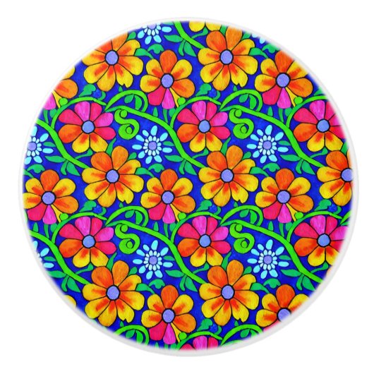 kleurige Floral Keramische Knop (Voorkant)