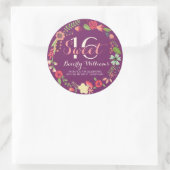 kleurige Floral met een Paarse zoete 16 Ronde Sticker (Tas)