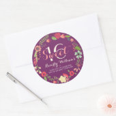 kleurige Floral met een Paarse zoete 16 Ronde Sticker (Envelop)
