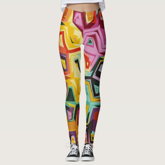 Kleurige gaten textuur leggings (Voorkant)