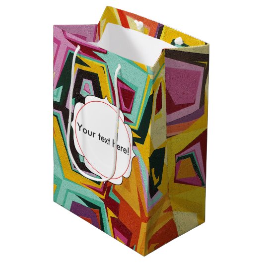Kleurige gaten textuur medium cadeauzakje (Voorkant Gekanteld)