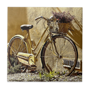  kleurige gele fiets tegeltje