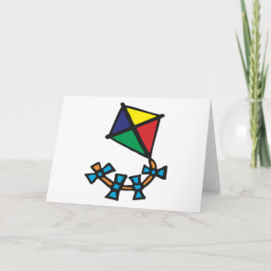 Kleurige geometrische vlieger met boogstaart kaart