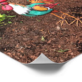 Kleurige Haan in de Tuin Poster (Hoek)