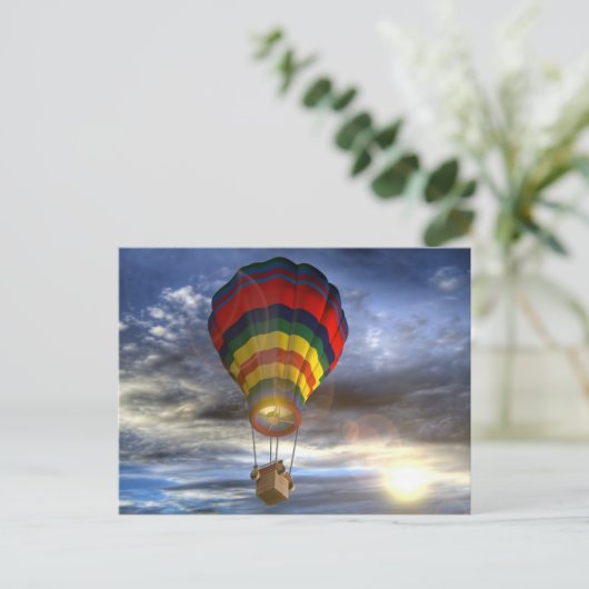 Kleurige hete luchtballon briefkaart (Staand voorkant)