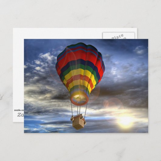 Kleurige hete luchtballon briefkaart (Voorkant / Achterkant)