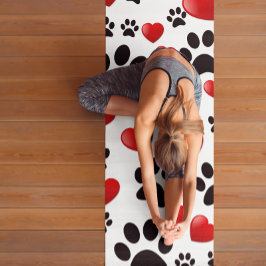 Kleurige hondenpootafdrukken en harten aangepaste  yogamat