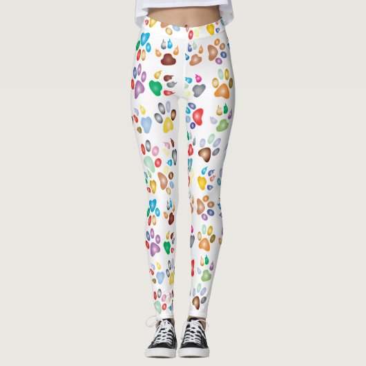 Kleurige hondenpootafdrukken leggings (Voorkant)