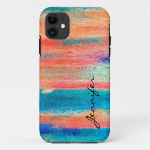 kleurige houten korreltextuur #5 iPhone 11 hoesje