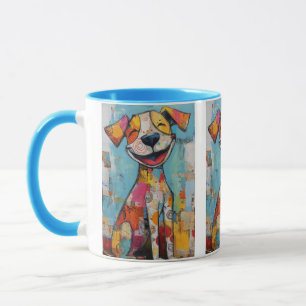 Kleurige Jack Russell Terrier Cubistische Kunstmok Mok