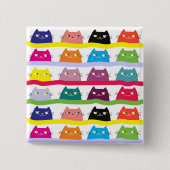Kleurige Kat Knop Grappig Schattig Vierkante Button 5,1 Cm (Voorkant)
